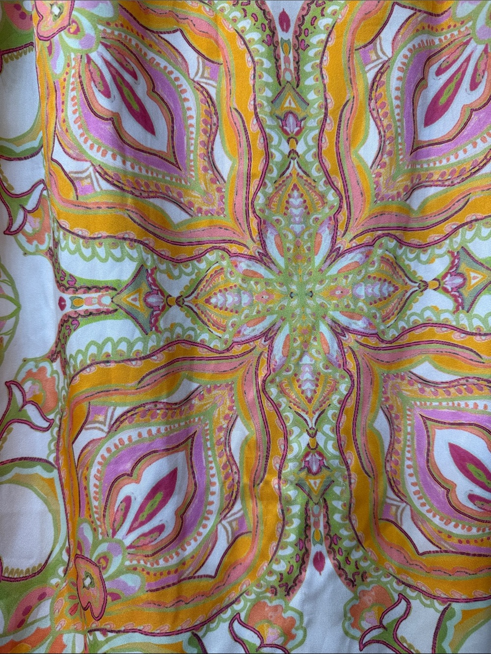 ANTONIO MELANI Pink, Green & Yellow Paisley Silk Wrap Skirt - Picture 4 of 5